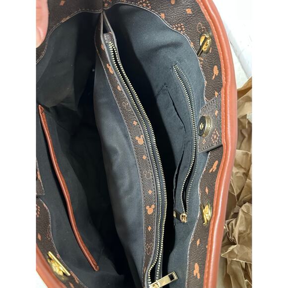 Magically Inspired Brown Faux Leather Handbag Travel Tote Purse - Picture 4 of 6